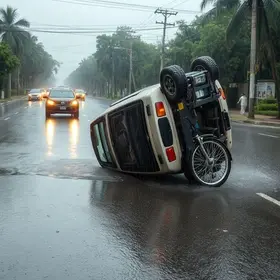carro tomba na Doca em Belém